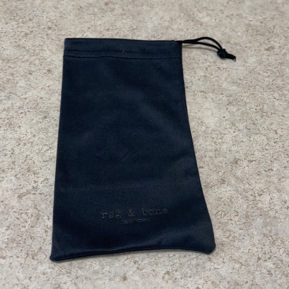 BNWT SET OF 5 RAG & BONE LOGO BLACK SILKY FABRIC DRAWSTRING EYEGLASS POUCHES - Picture 1 of 2